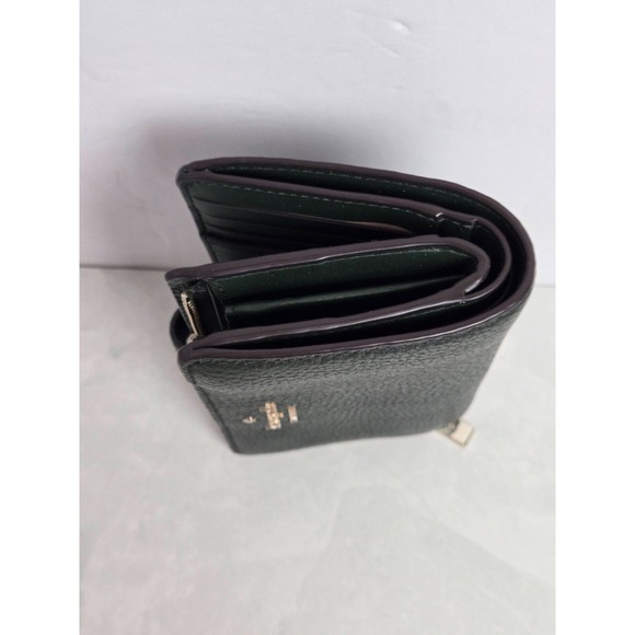 KATE SPADE LEILA MEDIUM COMPACT BIFOLD WALLET GREEN LEATHER CARD CASE ID RARE - Picture 8 of 12